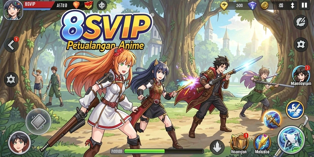 Screenshot gameplay 8SVIP dengan karakter anime yang memukau.
