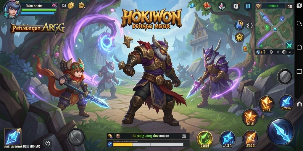 Tangkapan layar dari gameplay epik HOKIWON yang menunjukkan aksi ARPG yang mendebarkan.