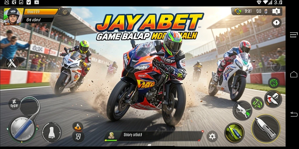 Tampilan gameplay seru di JAYABET dengan balapan menegangkan.