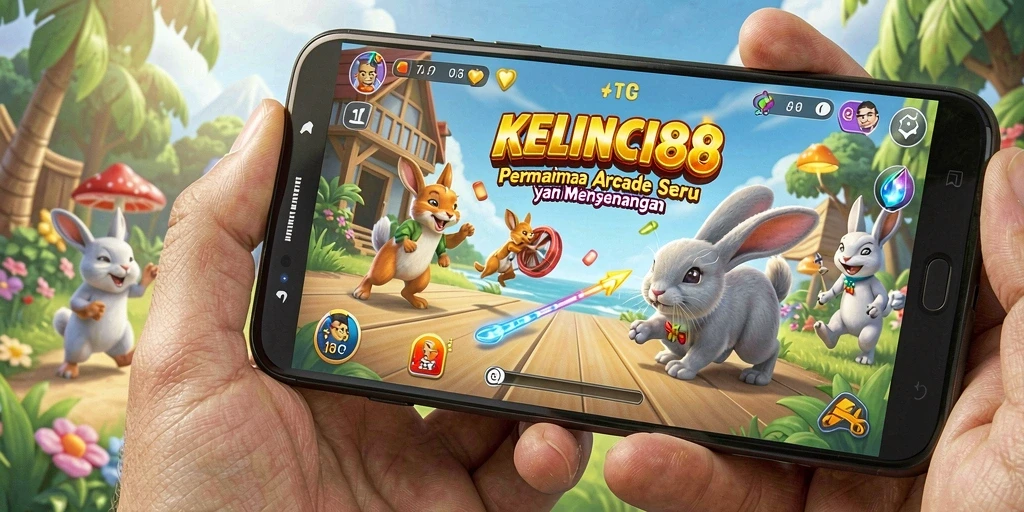 Tampilan gameplay seru KELINCI88 yang penuh warna.