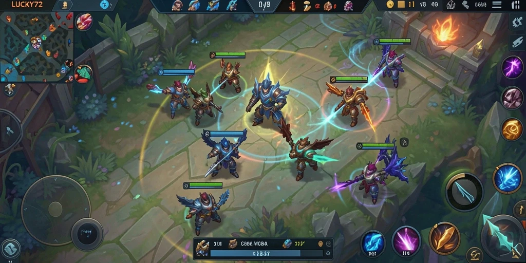 Tampilan gameplay seru di LUCKY72 dengan pertempuran tim yang mendebarkan.