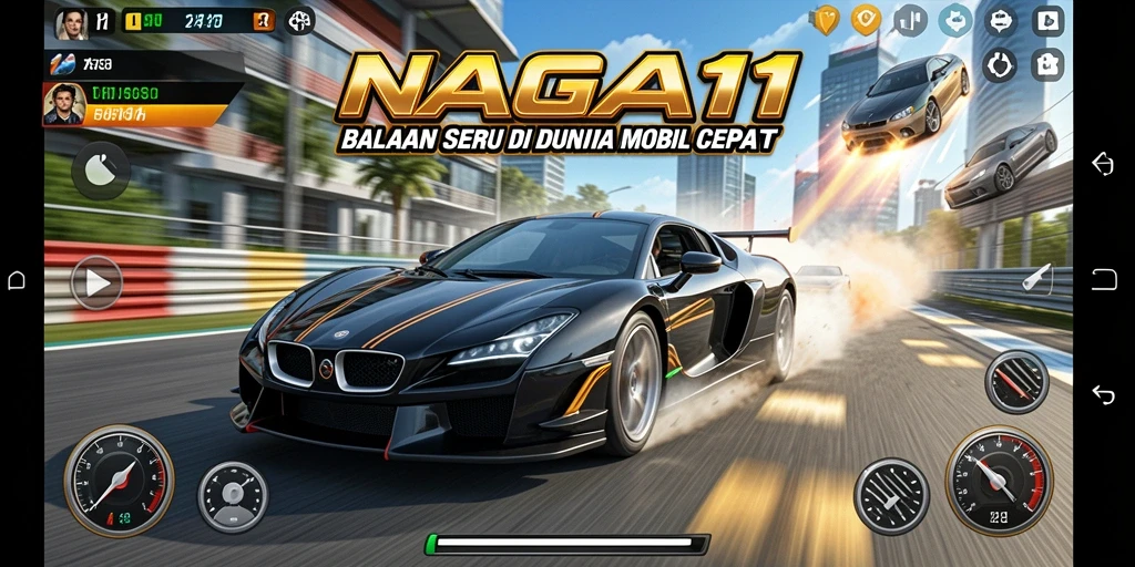 Tampilan gameplay NAGA11 yang mendebarkan dan penuh aksi balapan.