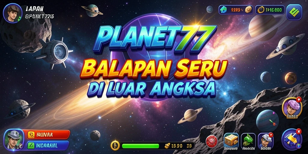 Tangkapan layar menarik dari gameplay balapan luar angkasa PLANET77.