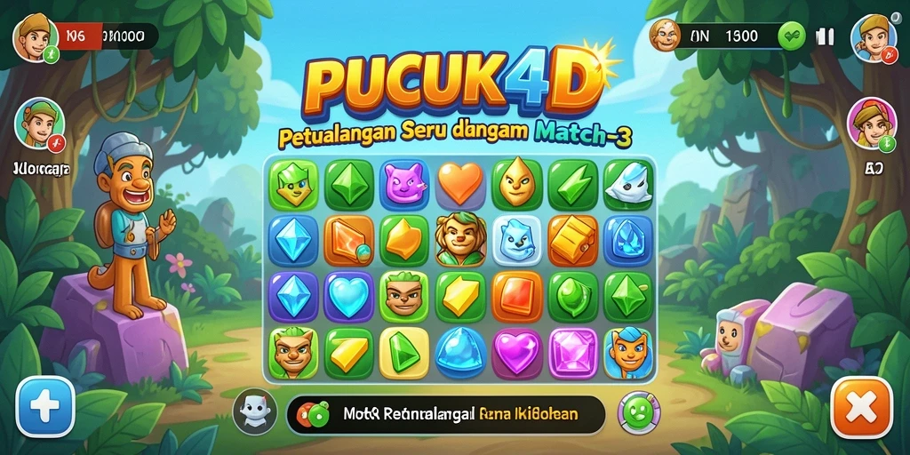 Tangkapan layar gameplay PUCUK4D menunjukkan serunya mencocokkan objek dalam Match-3.
