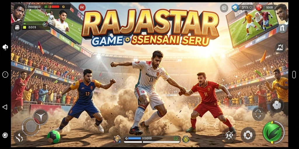 Screenshot RAJASTAR menampilkan gameplay seru dalam pertandingan olahraga.