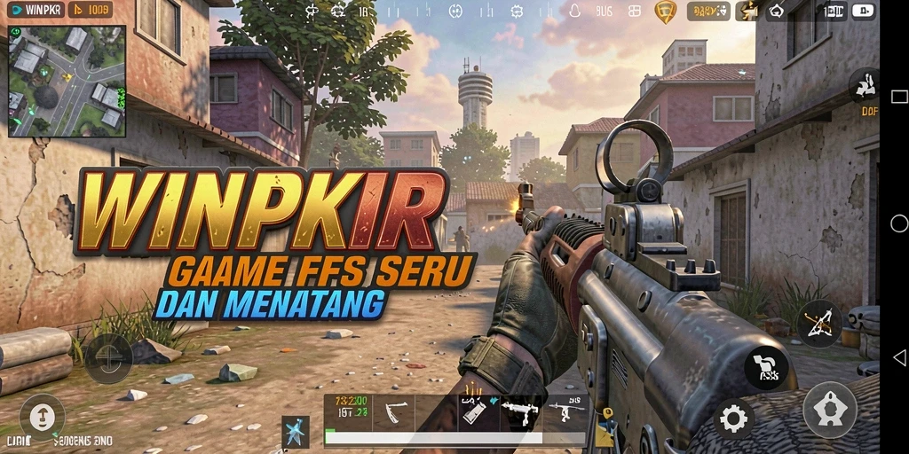 Menampilkan aksi gameplay intens dari WINPKR dalam pertempuran FPS.